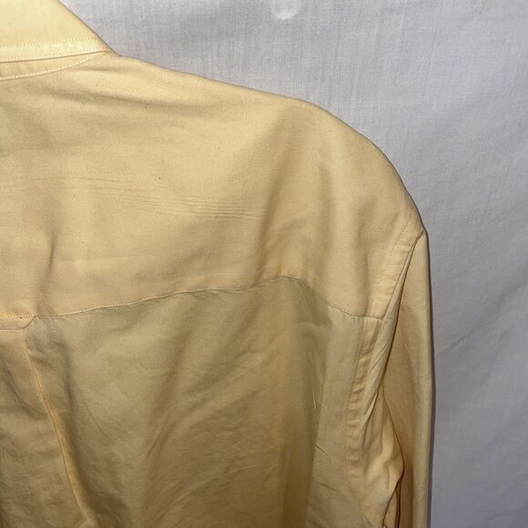 Roundtree & Yorke Dress Shirt Men’s Size Large Yellow Button Up Short Sleeve - Picture 10 of 12